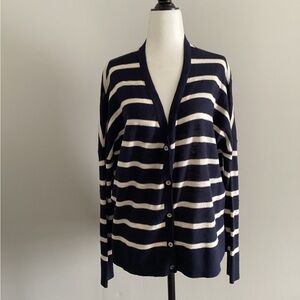 Vince Navy/White Cotton Cardigan, Size S